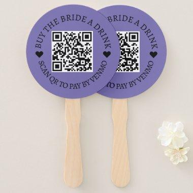 Bachelorette Buy The Bride Drink QR Code Purple Hand Fan