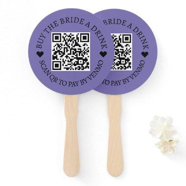 Bachelorette Buy The Bride Drink QR Code Purple Hand Fan