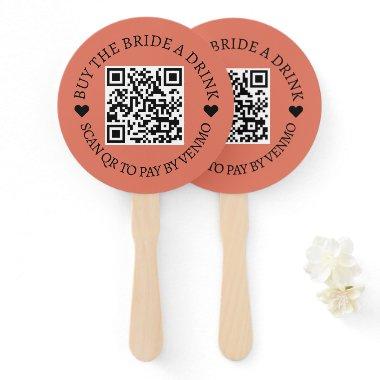 Bachelorette Buy The Bride Drink QR Code Terracott Hand Fan