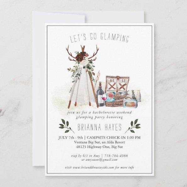 Bachelorette Glamping Camping Weekend Invitations
