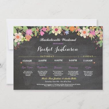 Bachelorette Itinerary Bridal Shower Chalk Invite