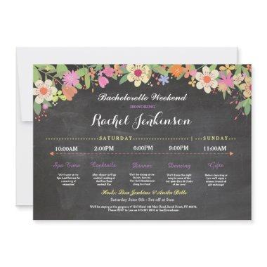 Bachelorette Itinerary Bridal Shower Chalk Invite