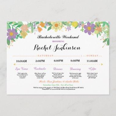 Bachelorette Itinerary Bridal Shower Purple Invite