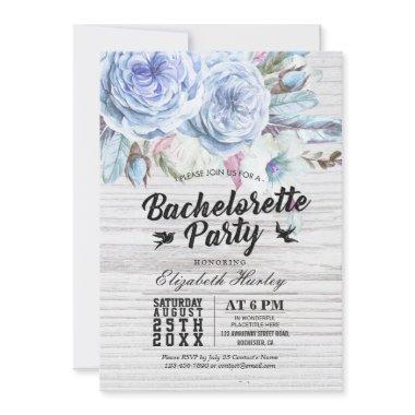Bachelorette Party Boho Floral Feather Rustic Wood