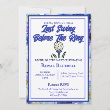 Bachelorette Party Bridal Shower Golf Blue Flowers Invitations