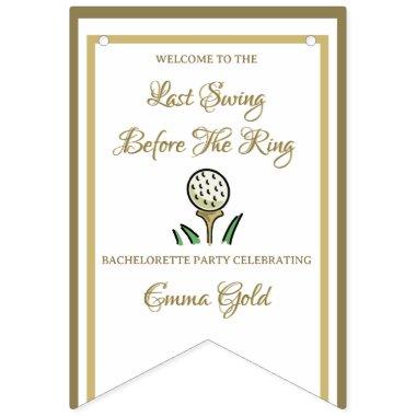 Bachelorette Party Bridal Shower Golf Gold & White Bunting Flags