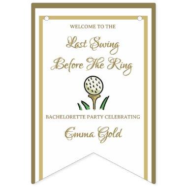 Bachelorette Party  Golf Gold & White Bunting Flags