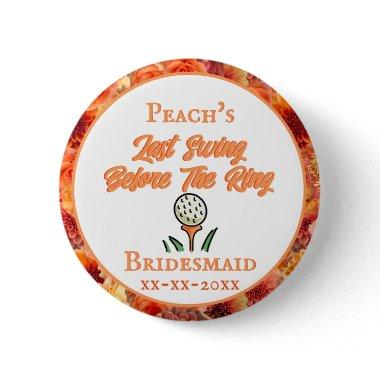 Bachelorette Party  Golf Peach Orange Button