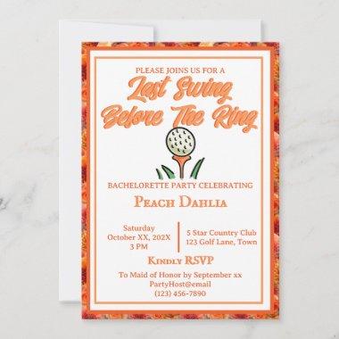 Bachelorette Party Bridal Shower Golf Peach Orange Invitations