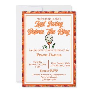 Bachelorette Party Bridal Shower Golf Peach Orange Invitations