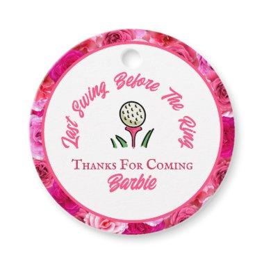 Bachelorette Party Bridal Shower Golf Pink Floral Favor Tags