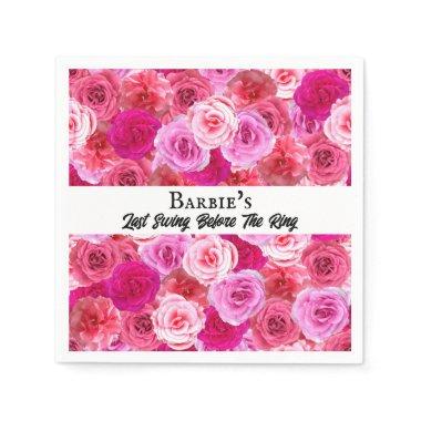 Bachelorette Party Bridal Shower Golf Pink Floral Napkins