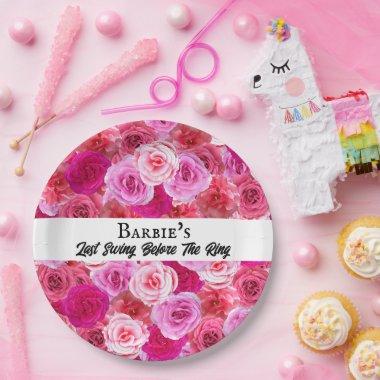 Bachelorette Party Bridal Shower Golf Pink Floral Paper Plates