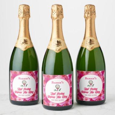 Bachelorette Party Bridal Shower Golf Pink Floral Sparkling Wine Label