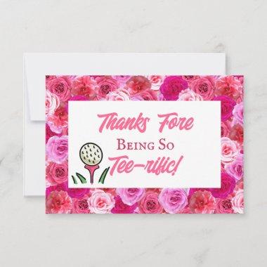 Bachelorette Party Bridal Shower Golf Pink Floral Thank You Invitations