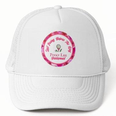 Bachelorette Party Bridal Shower Golf Pink Floral Trucker Hat