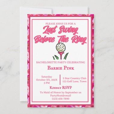 Bachelorette Party Bridal Shower Golf Pink Rose Invitations