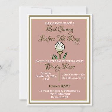 Bachelorette Party Bridal Shower Golf Rose Gold Invitations