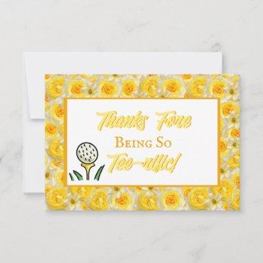 Bachelorette Party Bridal Shower Golf Yellow Roses Thank You Invitations