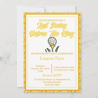 Bachelorette Party Bridal Shower Golf Yellow White Invitations