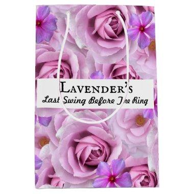 Bachelorette Party, Bridal Shower Lavender Flowers Medium Gift Bag