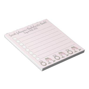 Bachelorette Party Bridal Shower Pink Champagne Notepad