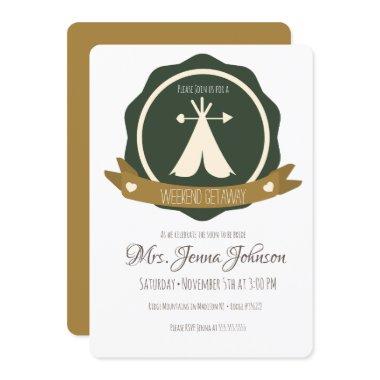 Bachelorette Party Camping Weekend Tent Badge Invitations