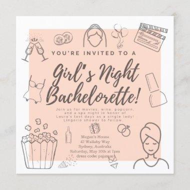 Bachelorette Party Girls Night Shower Invitations