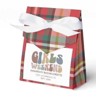 Bachelorette Party Girls Weekend Plaid 70s Retro Favor Boxes