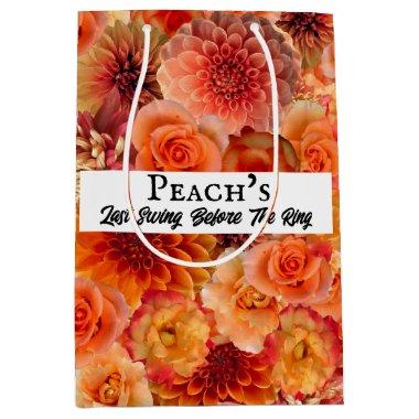 Bachelorette Party Golf Bridal Shower Peach Orange Medium Gift Bag