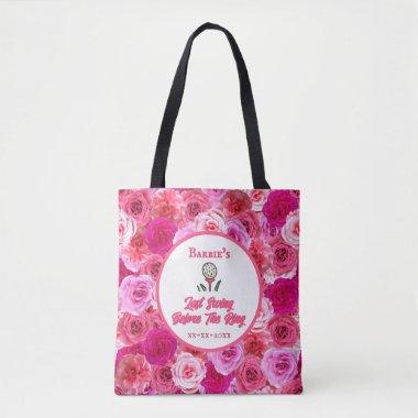 Bachelorette Party Golf Bridal Shower Pink Floral Tote Bag
