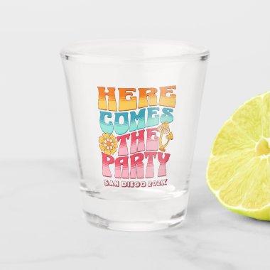 Bachelorette Party Groovy Retro Wavy Bridesmaid Shot Glass