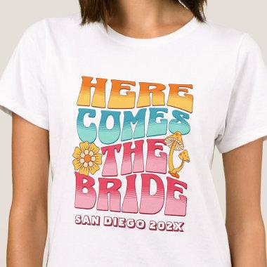 Bachelorette Party Groovy Retro Wavy Text Bride T-Shirt