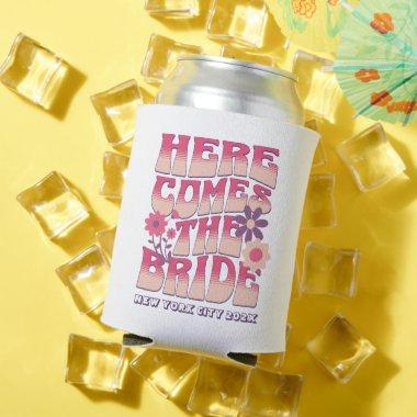Bachelorette Party Here Comes The Bride Groovy Can Cooler