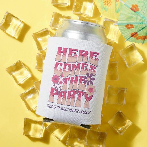 Bachelorette Party Here Comes The Party Groovy Can Cooler