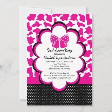 Bachelorette Party Invitations Pink Black Leopard