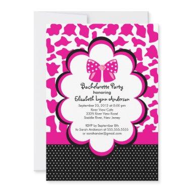 Bachelorette Party Invitations Pink Black Leopard