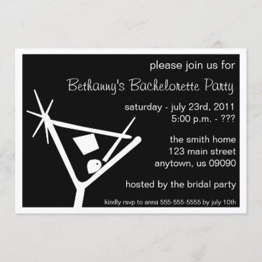 Bachelorette Party Invite Martini Glass (Black)