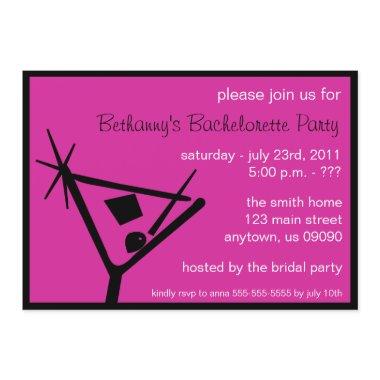 Bachelorette Party Invite Martini Glass Raspberry