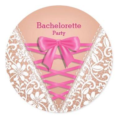 Bachelorette Party Lace Lingerie Corset Classic Round Sticker