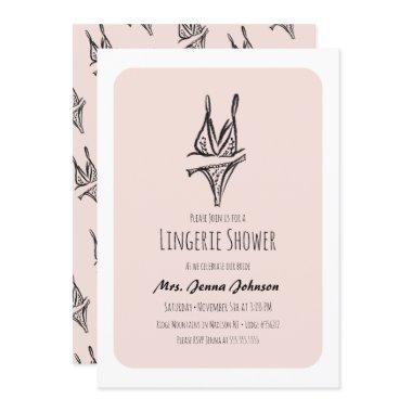 Bachelorette Party Lingerie Bridal Shower Blush Invitations