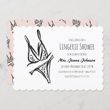 Bachelorette Party Lingerie Bridal Shower Lace Invitations