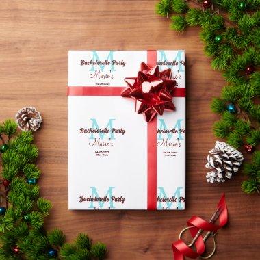 bachelorette party monogram add name date place si wrapping paper
