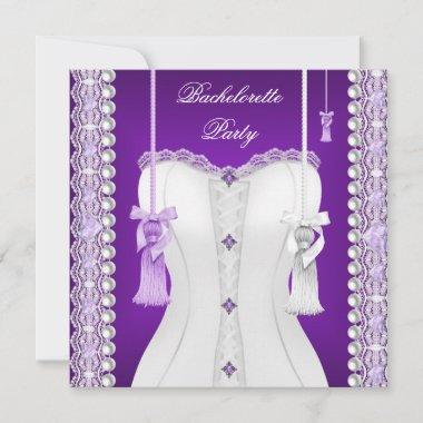 Bachelorette Party Purple Lilac Corset Tassels Invitations