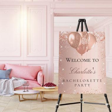 Bachelorette party rose gold balloons welcome foam board