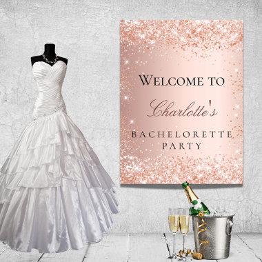 Bachelorette party rose gold blush glitter welcome poster