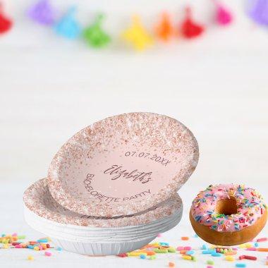 Bachelorette party rose gold confetti name paper bowls