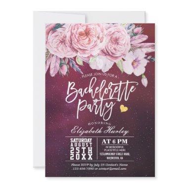 Bachelorette Party Watercolor Boho Floral Feather