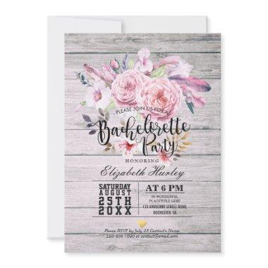 Bachelorette Party Watercolor Boho Floral Feather