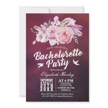 Bachelorette Party Watercolor Boho Floral Feather